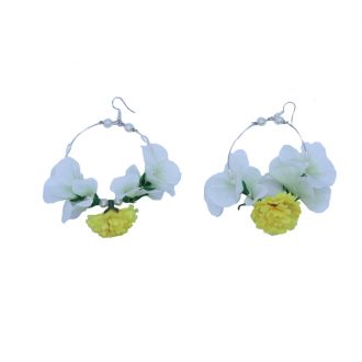 Single Pom Pom Flower Earrings