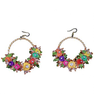 Flower Garden Gota Earrings (Warm)