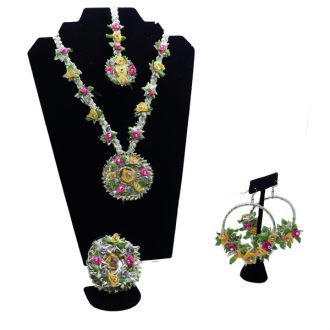 Pink and Yellow Gota Jewelry Set