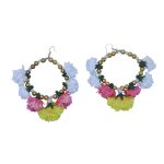 Pom Pom Flower Earrings
