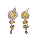 Yellow Gota Flower Drop Earrings