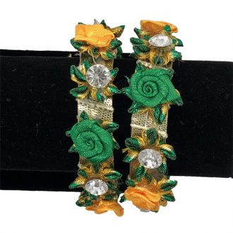Green Yellow Flower Bangles