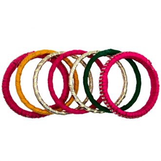 Pink Thread Bangle Set