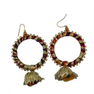 Multicolored Gota Pom Pom Earrings