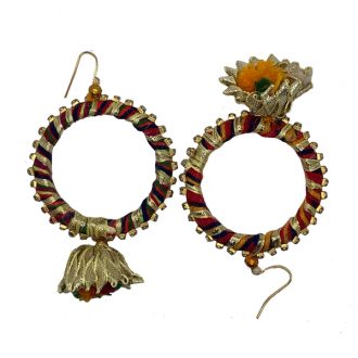 Multicolored Gota Pom Pom Earrings