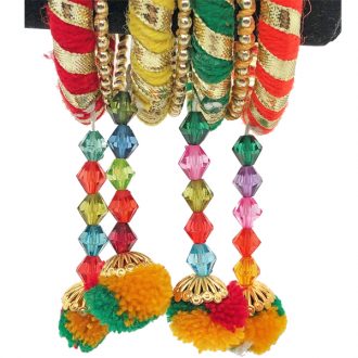 Stripe Pom Pom Gota Bangles