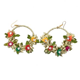 Gold Gota Flower Mirror Set